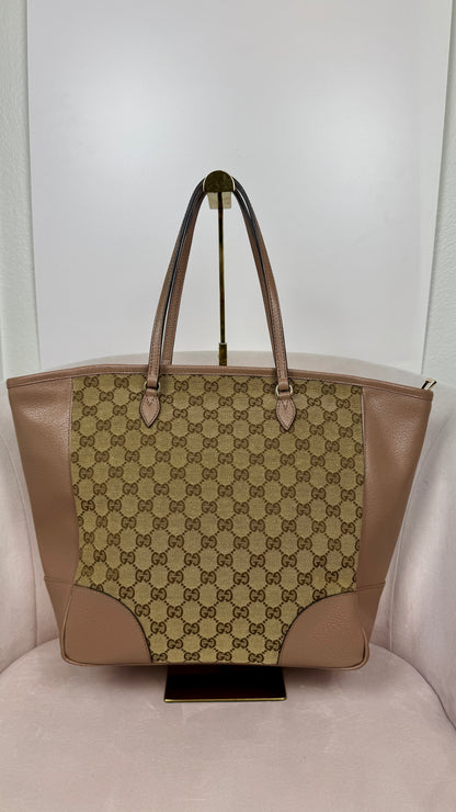 Gucci Bree GG Canvas Tote Shoulder Bag Nude