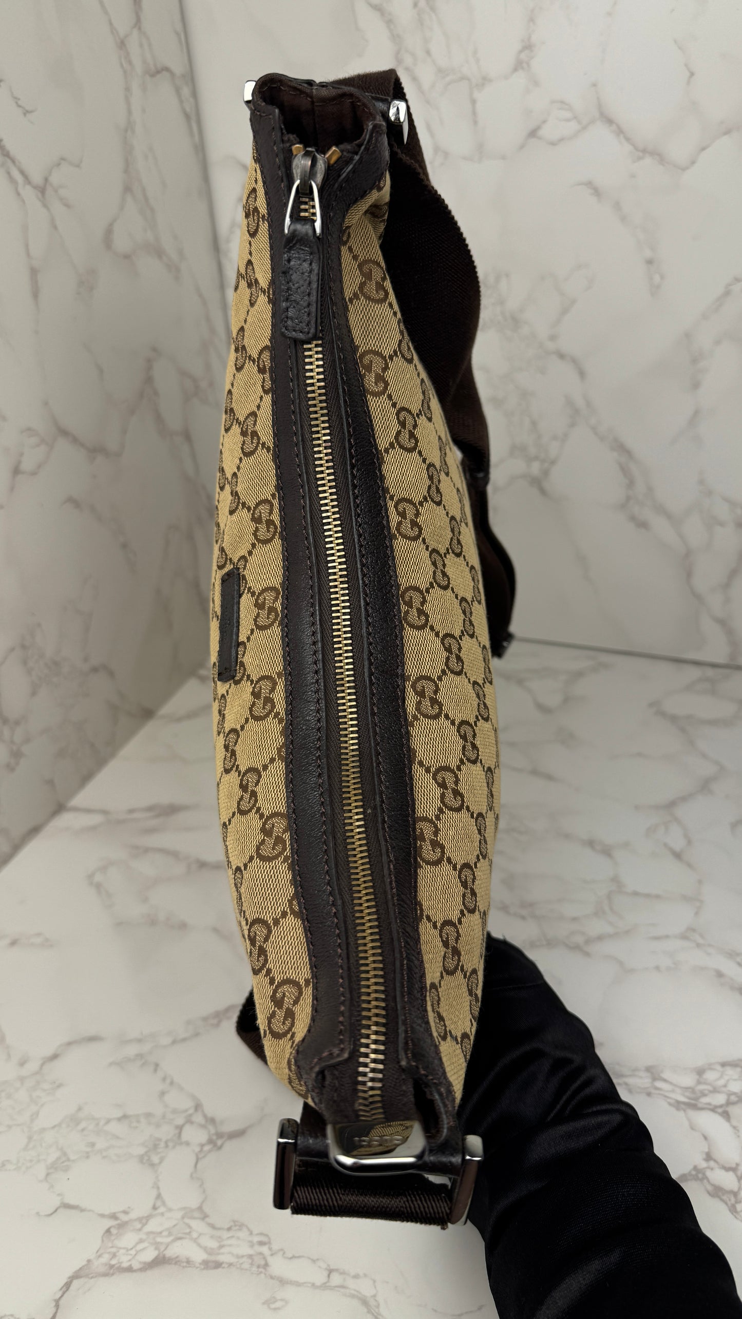 Gucci Half Moon Saddle Crossbody Brown