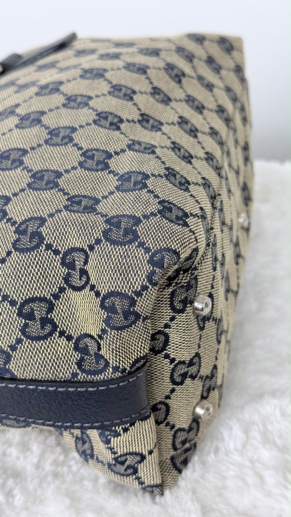 GUCCI Web Boston Pop GG Canvas Navy