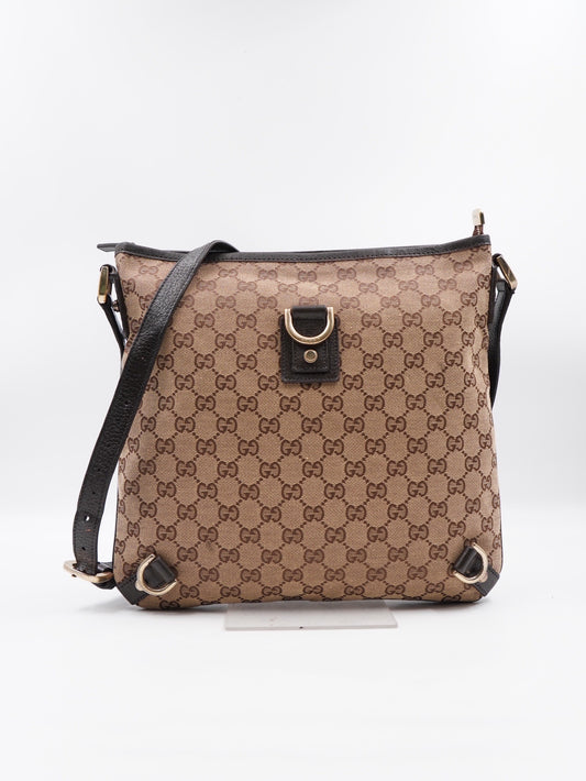Gucci GG Canvas Crossbody Bag – Brown Monogram with Dark Brown Leather Trim (Vintage)