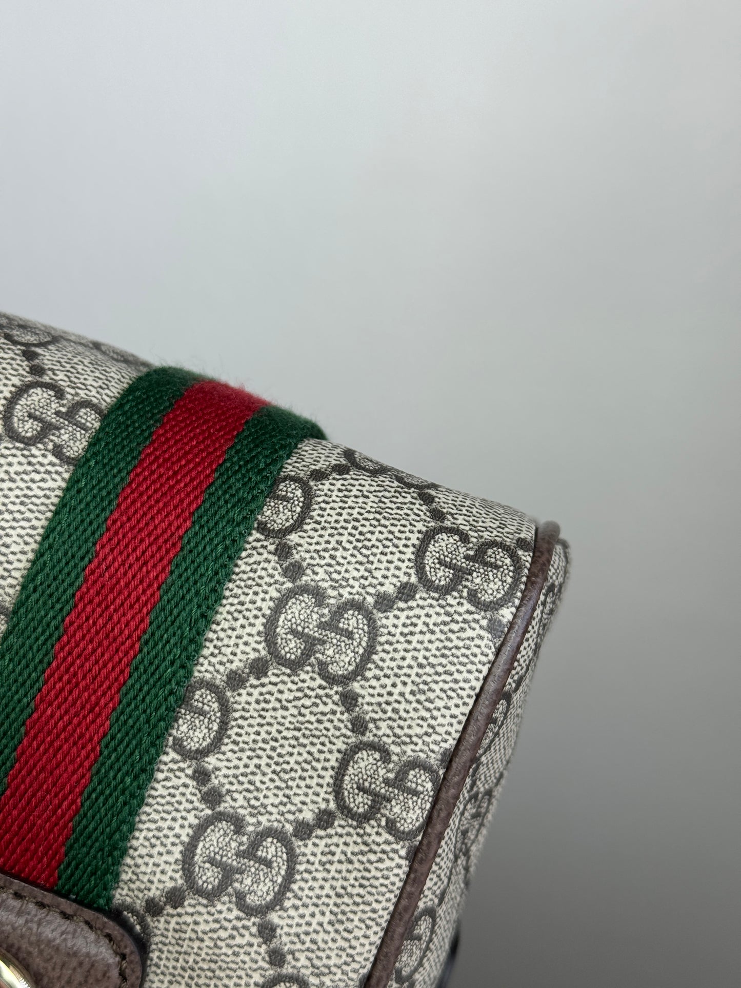 NEW GUCCI Web Boston GG Supreme Coated Canvas Brown