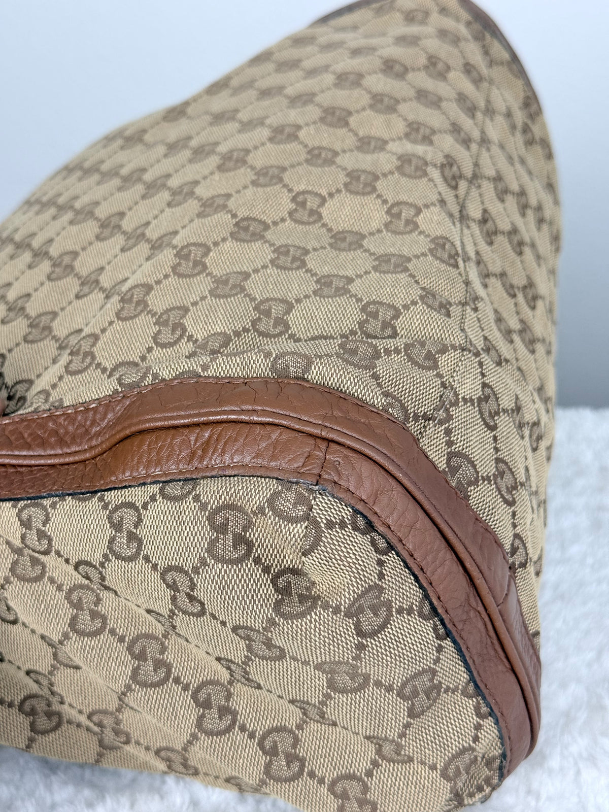 GUCCI Bella GG Canvas Handbag Brown