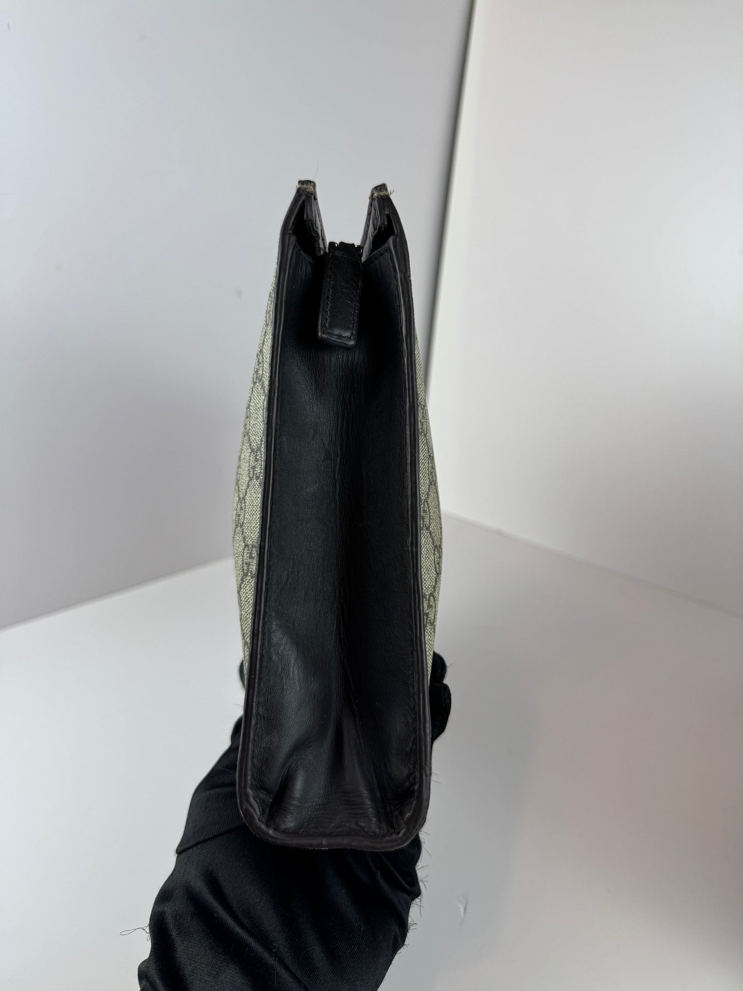 GUCCI Web Clutch GG Supreme Coated Canvas