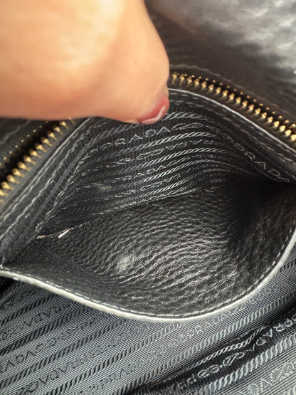 Prada Pattina Convertible Vitello Diano Leather bag Black