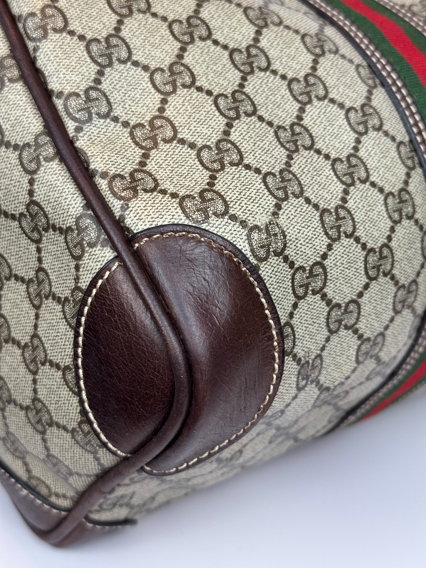 GUCCI Vintage Web Travel GG Coated Canvas Brown