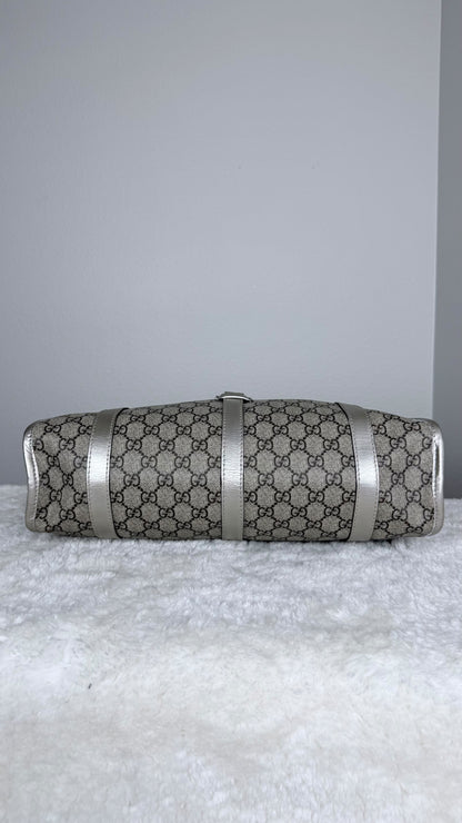 GUCCI Jackie Hobo GG Supreme Coated Canvas Silver