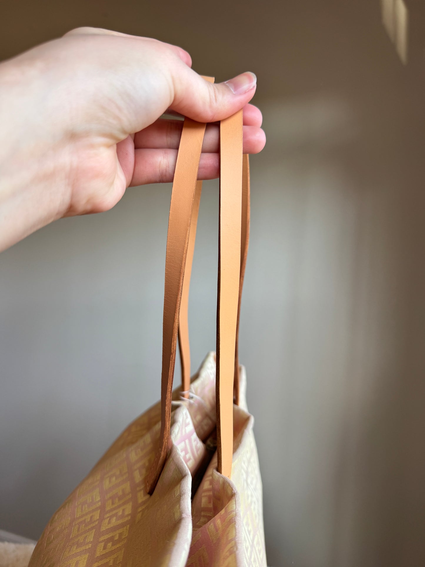 FENDI Zucca Tote FF Canvas Pink