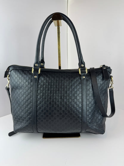 Gucci Soft Microguccdssima small Zippered Satchel Black