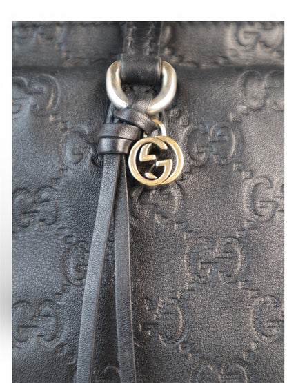 Gucci Bree Shopping Tote Leather Black Monogram