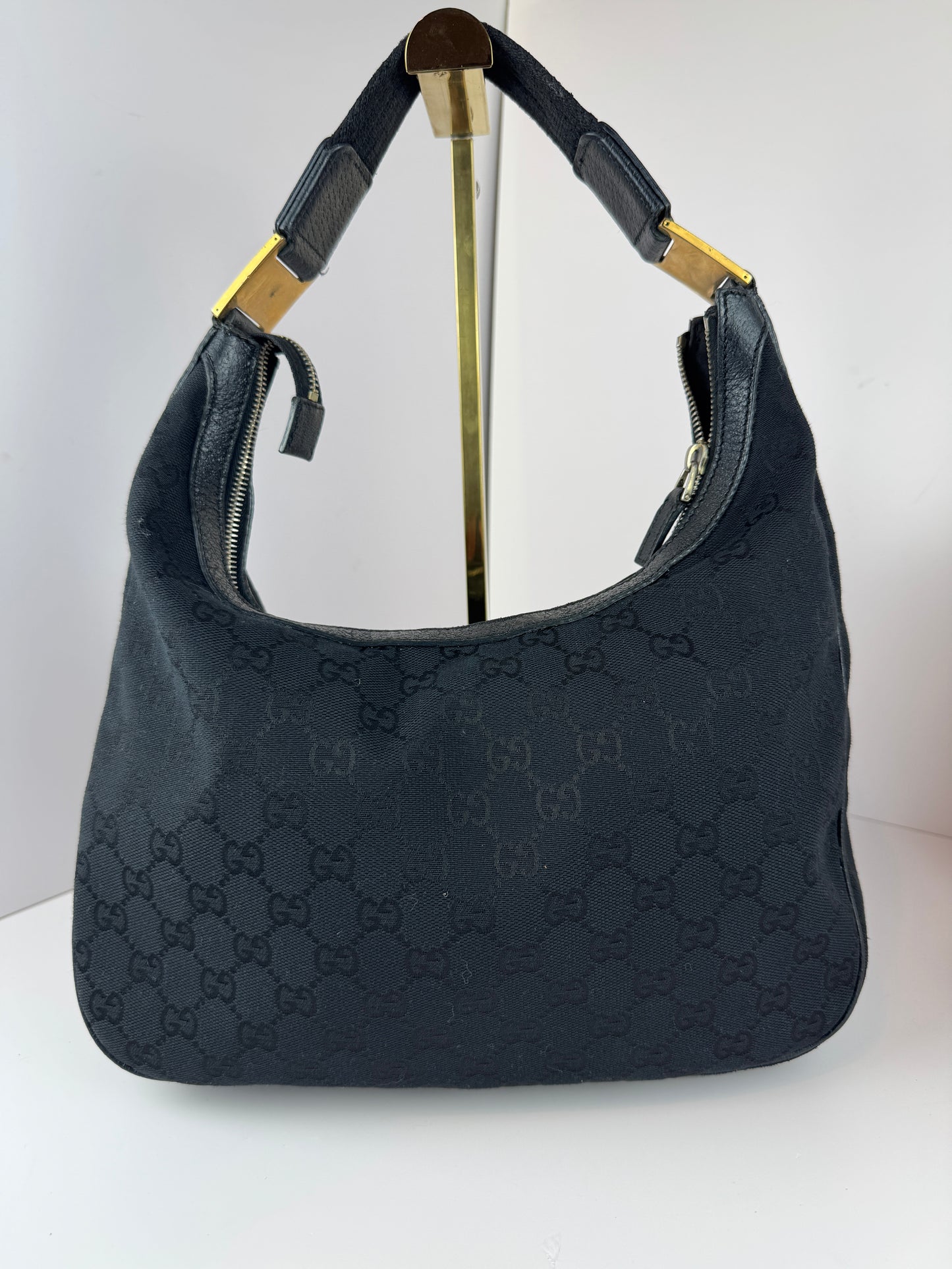 Gucci Hobo GG Canvas Black Shoulder Bag