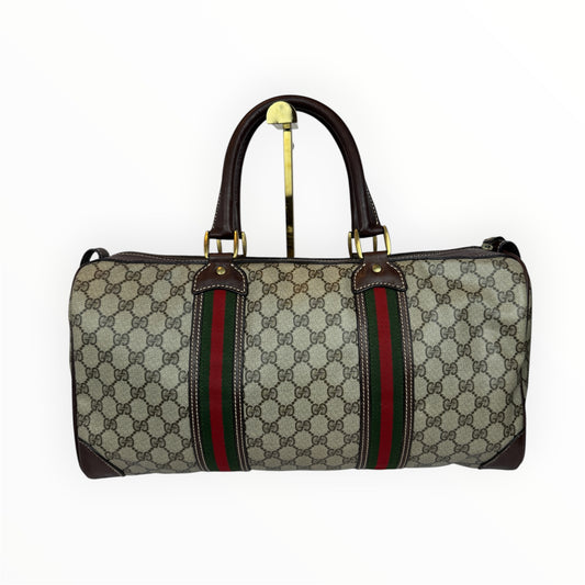GUCCI Vintage Web Travel GG Coated Canvas Brown