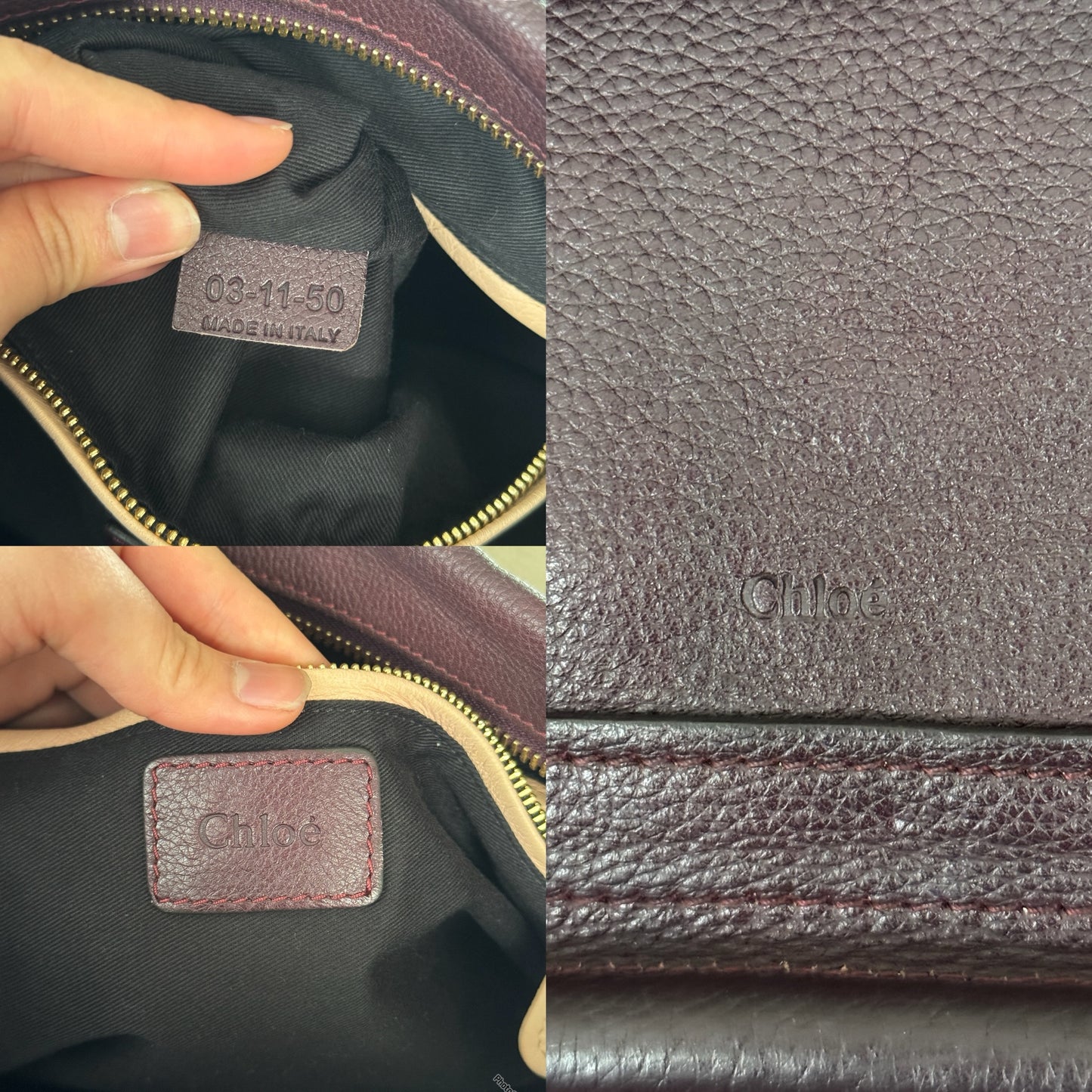 Chloe Paraty Top Handle bag Leather Medium Dark Burgundy