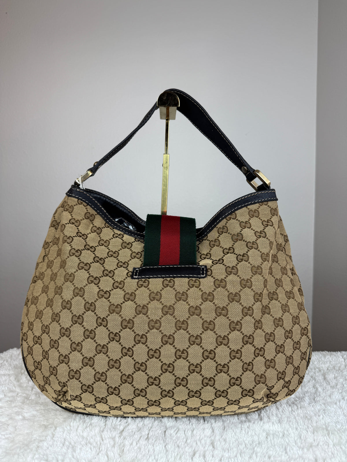 GUCCI Web Hobo New ladies GG Canvas Dark Brown