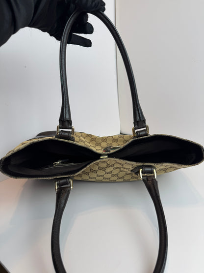 GUCCI Hasler Tote Monogram Medium Dark Brown