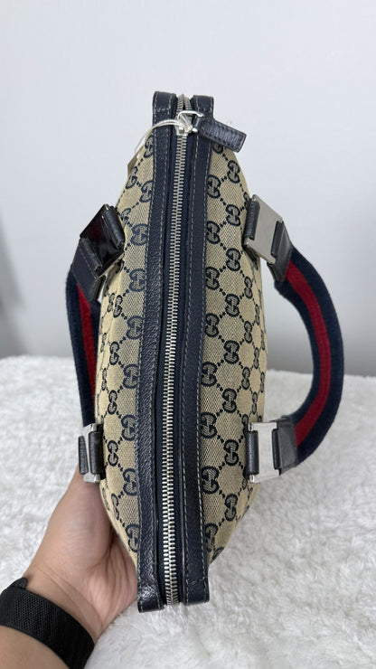 GUCCI Web Boston Pop GG Canvas Navy