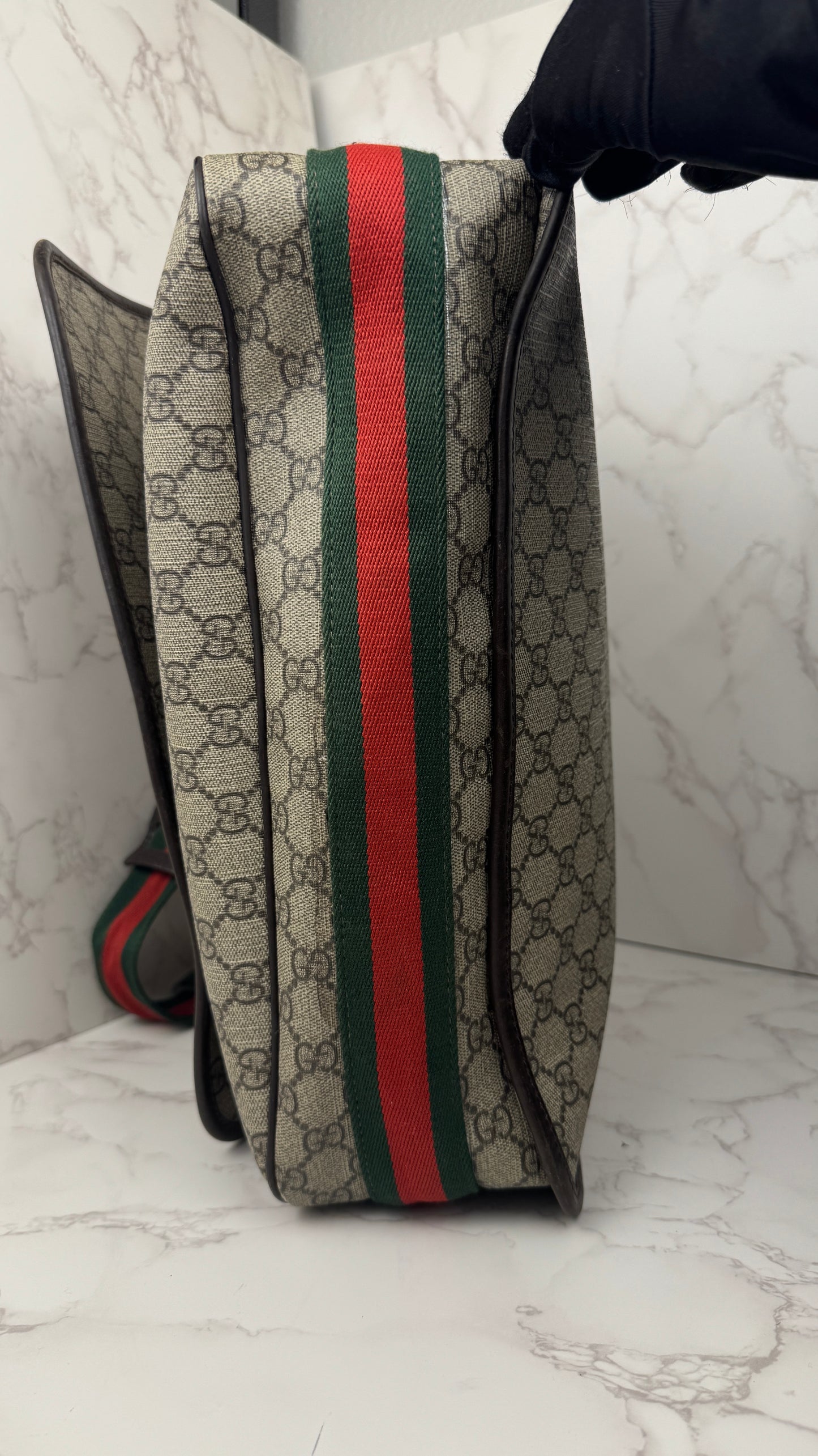 Gucci Messenger Web Strap Coated Canvas Bag