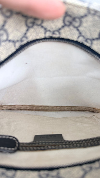 GUCCI Flat Small Crossbody Gg Camvas NAVY
