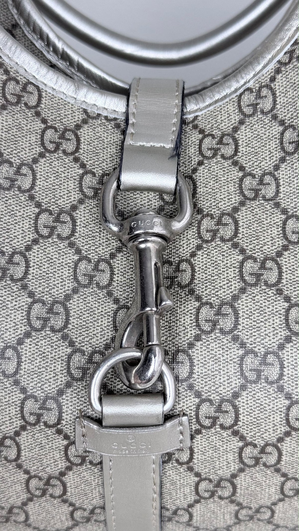 GUCCI Jackie Hobo GG Supreme Coated Canvas Silver