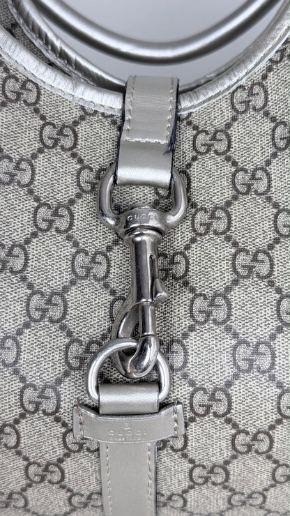 GUCCI Jackie Hobo GG Supreme Coated Canvas Silver