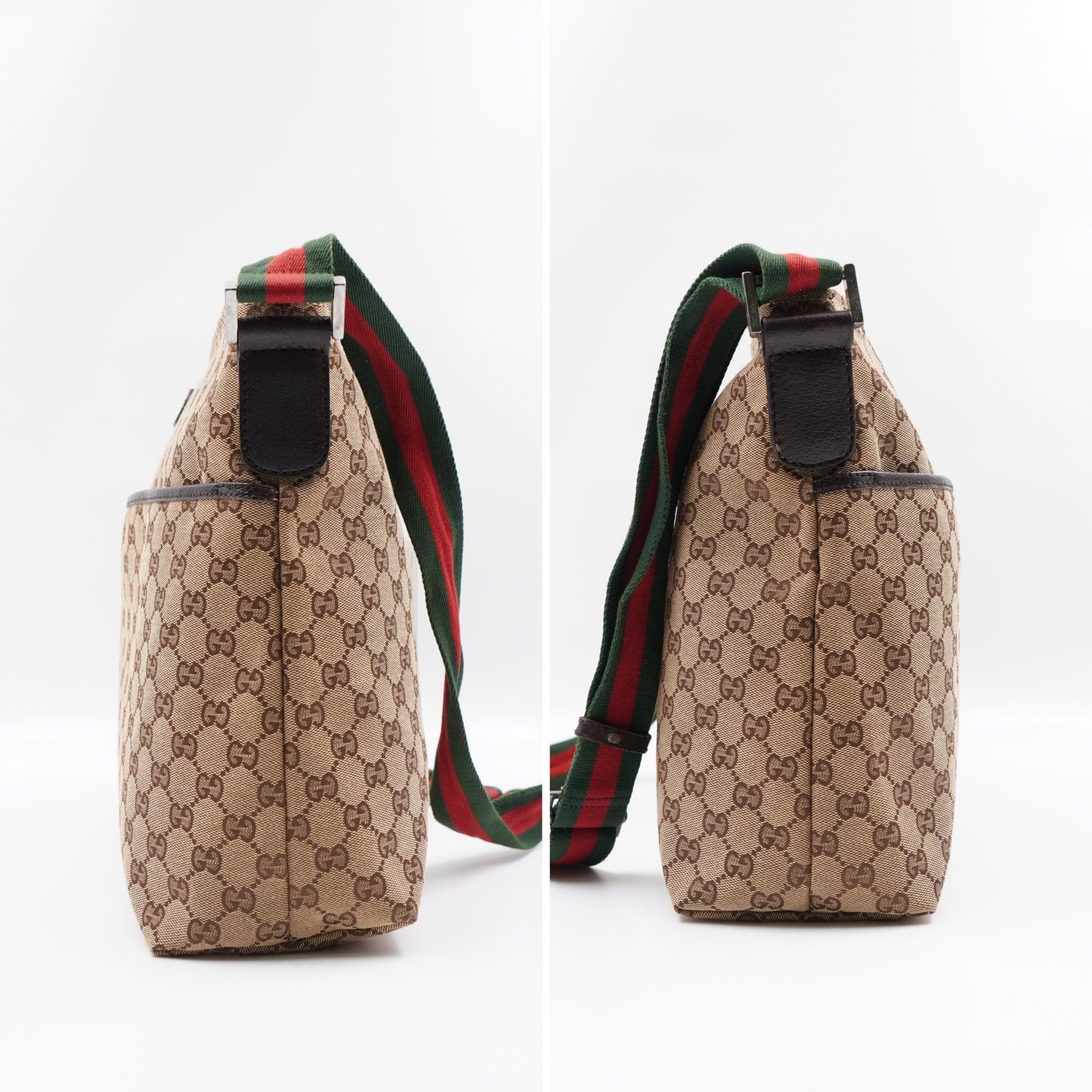 GUCCI GG Canvas Web Messenger Bag with leather trim (Vintage)