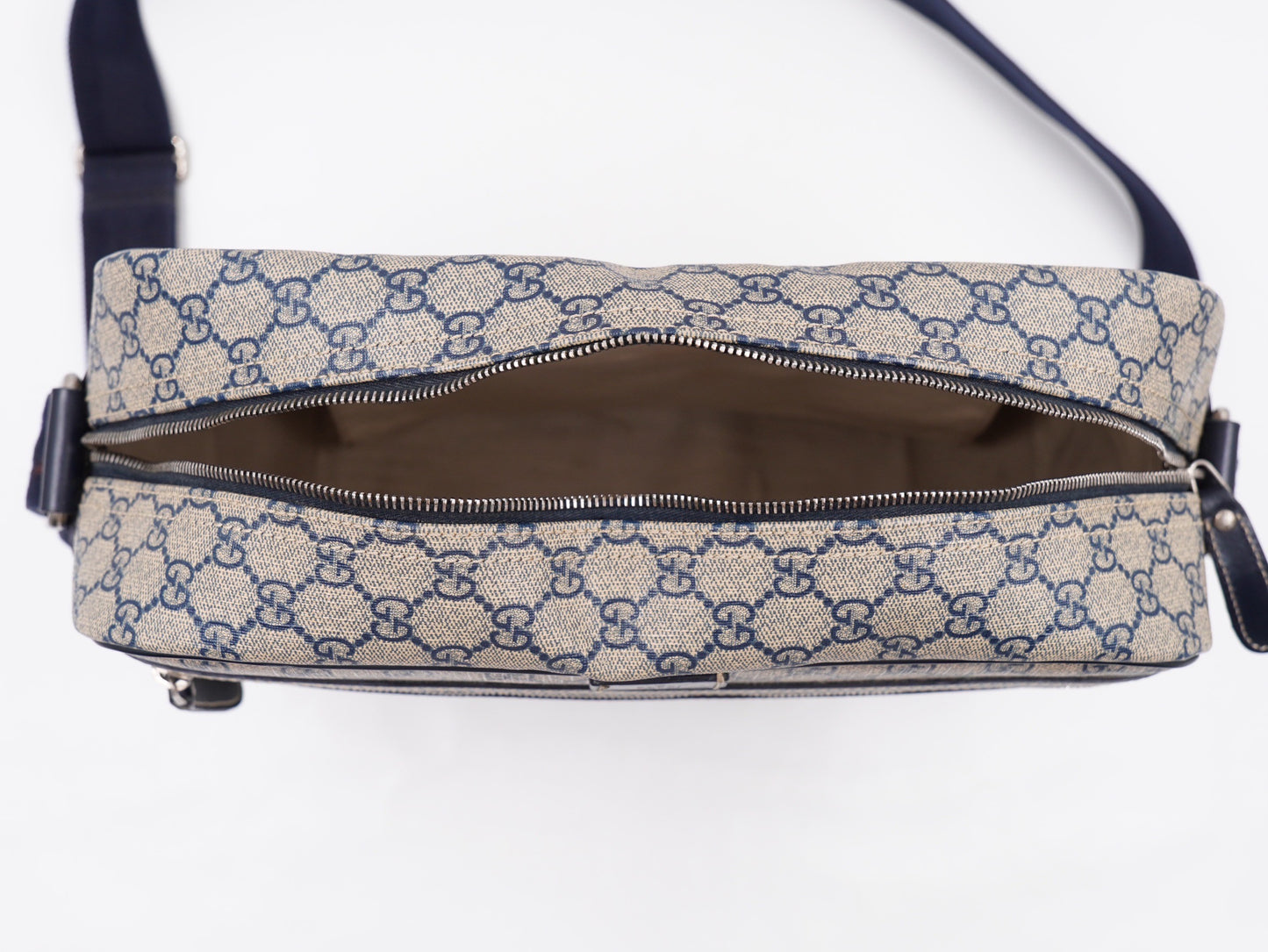 Gucci Front Zip Large Messenger Navy