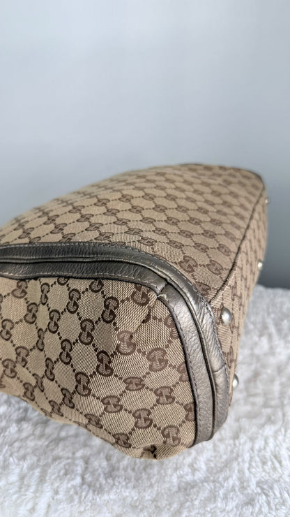 GUCGI Bella Tote GG Canvas Handbag with strap Gold