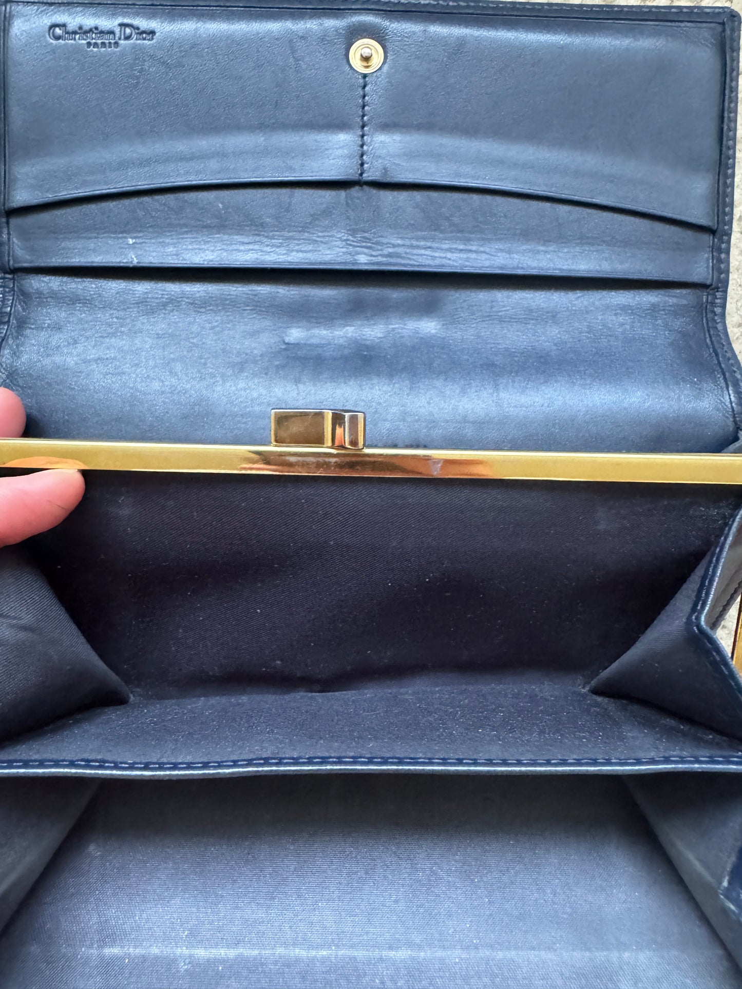 Christian Dior Trotter long wallet in navy blue Monogram