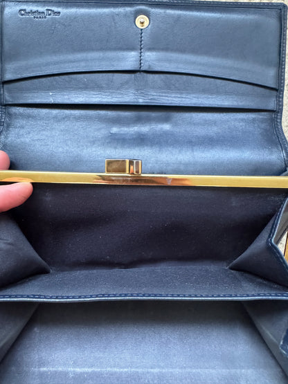 Christian Dior Trotter long wallet in navy blue Monogram