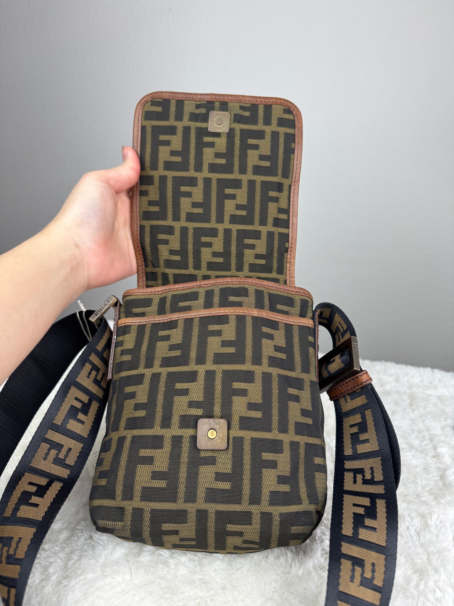 FENDI FF Flap Messenger Mini bag Zucca Canvas