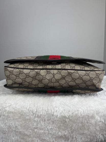 GUCCI Web Flap large Messenger GG Supreme Coated Canvas