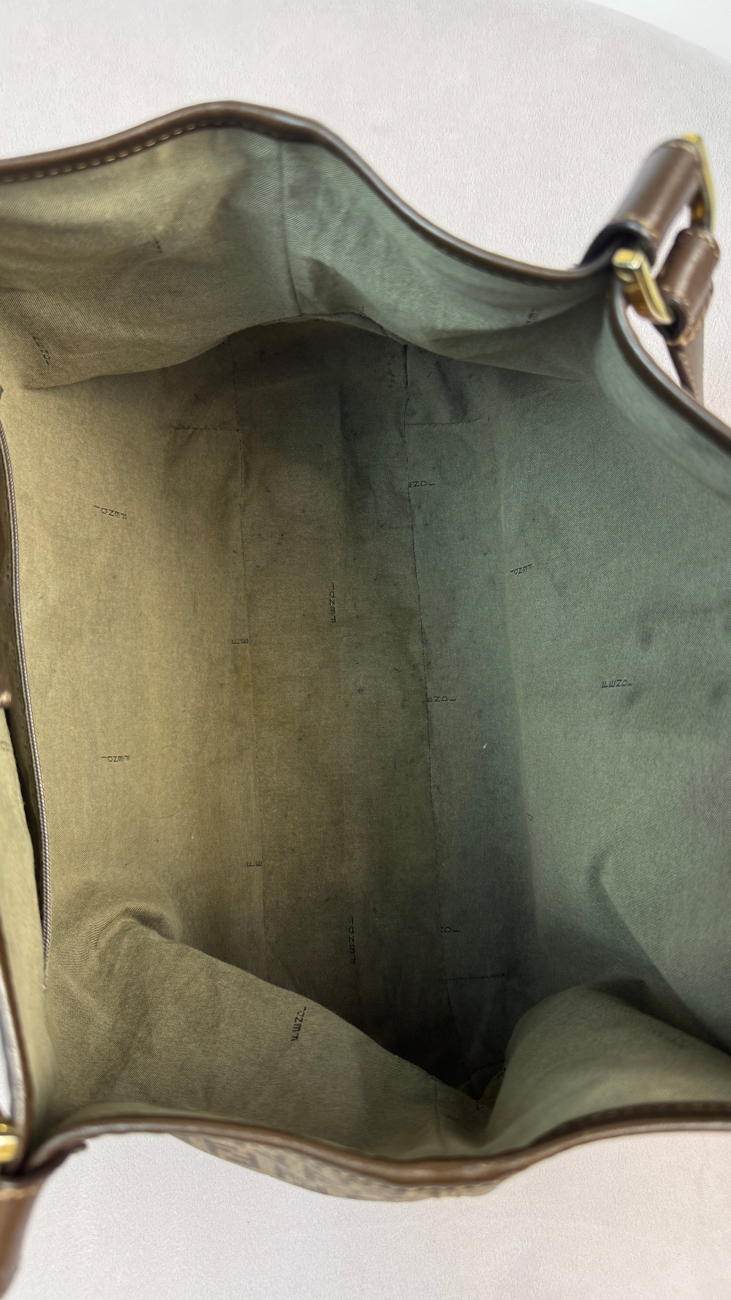 Fendi Zucchino Spalmati Chiusura tote bag in brown coated canvas with brown leather trim