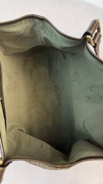 Fendi Zucchino Spalmati Chiusura tote bag in brown coated canvas with brown leather trim