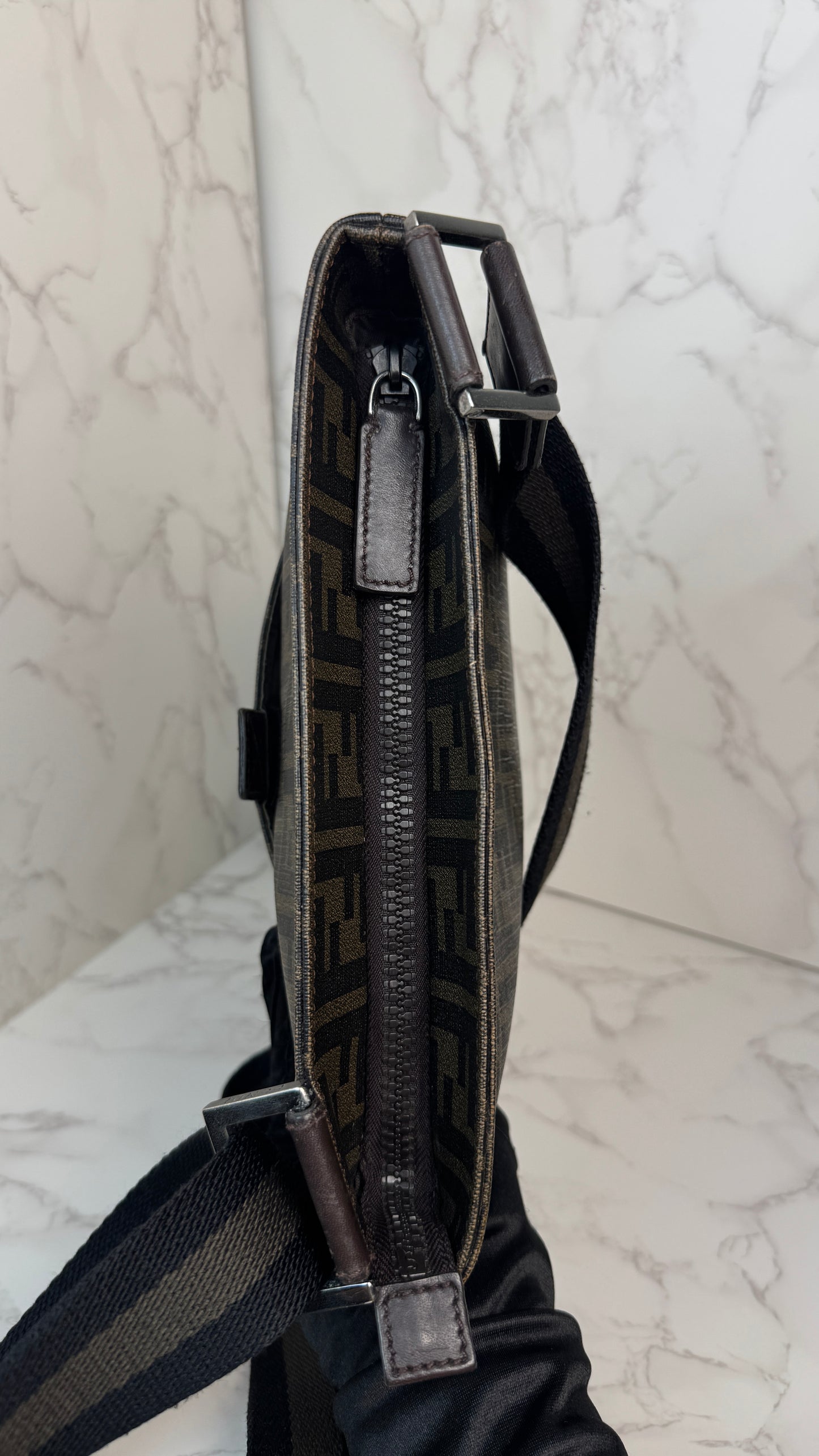 Fendi Zucca Canvas Crossbody Brown