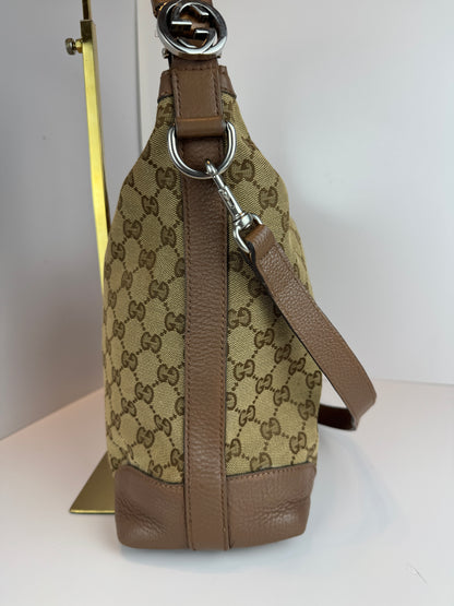 GUCCI Miss GG Hobo GG Canvas with Leather Brown