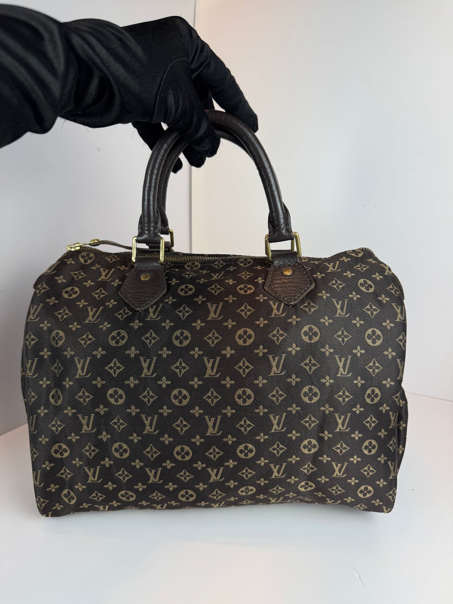 Louis vuitton speedy 30 mini lin Dark brown canvas