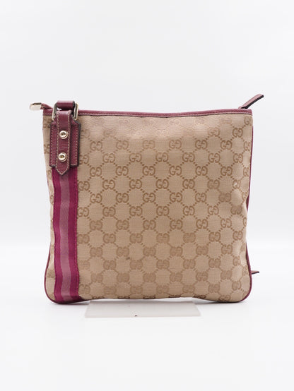 Gucci web Flat Crossbody pink