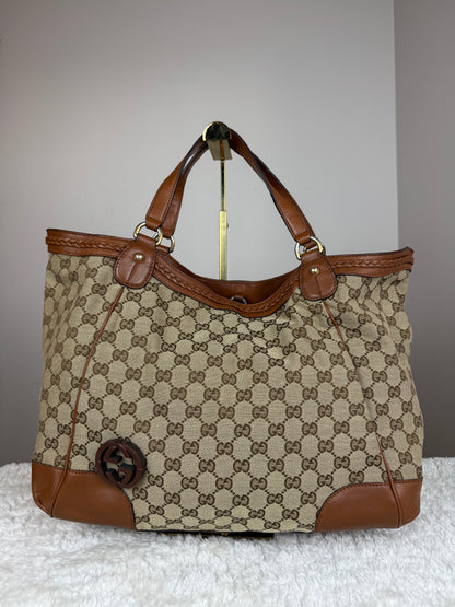 GUCCI Tote GG Canvas Brown