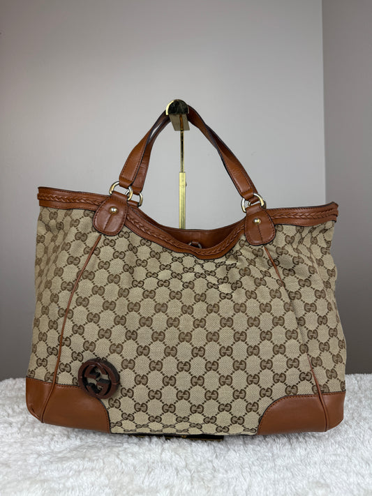 GUCCI Tote GG Canvas Brown