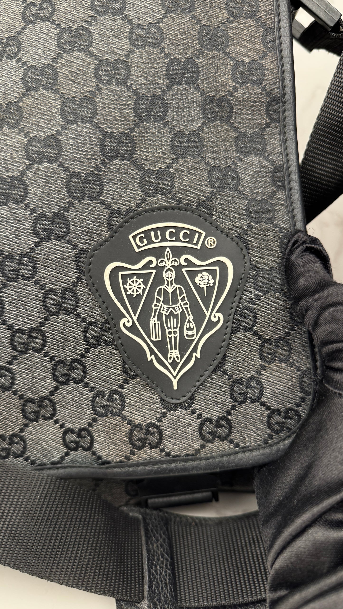 Gucci Denim Hysteria Double Buckles Messenger