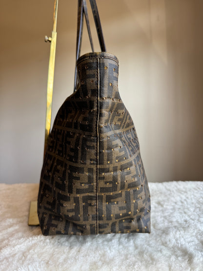 FENDI Tobacco Zucca Print Star Perforated Coated canvas Medium