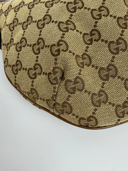 Gucci Web Half Moon Crossbody GG Canvas Brown