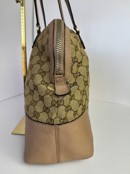 GUCCI Bree GG Canvas Shoulder Bag Pink Nude