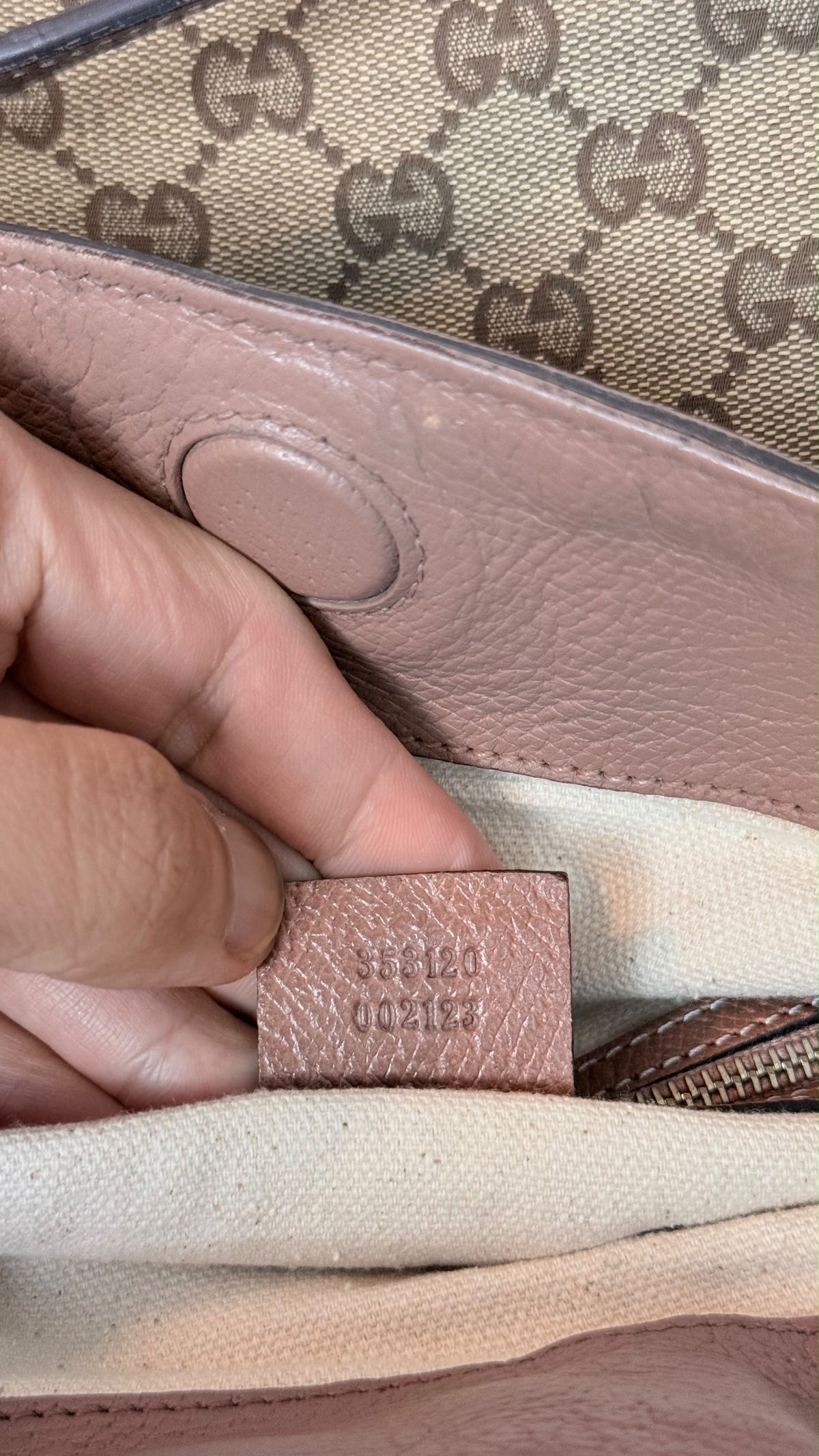 GUCCI Bree Top Handle GG Canvas Pink