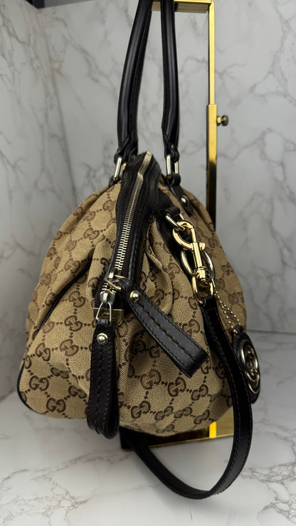 Gucci Sukey Boston With Strap GG Canvas Brown