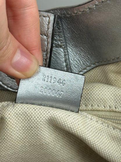 GUCCI sukey Guccissima Leather  Metallic Silver