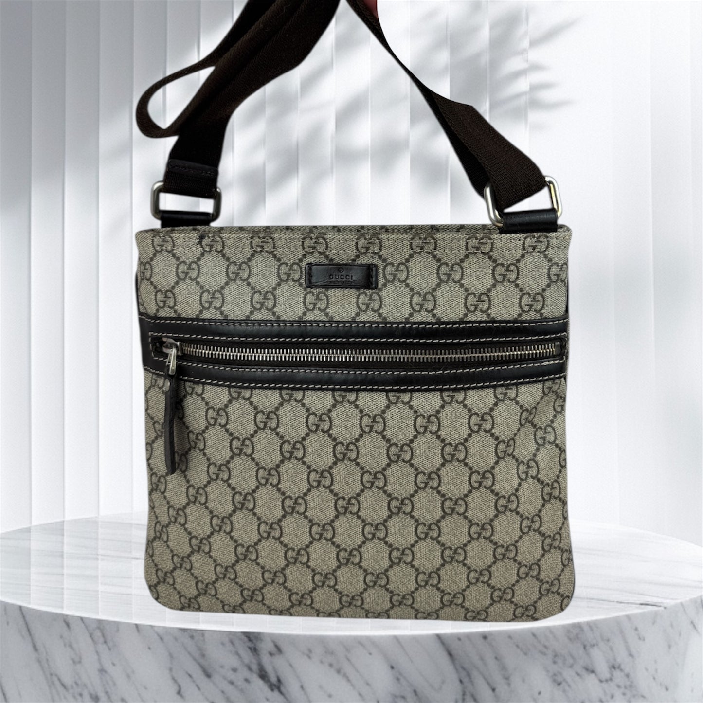 Gucci Flat Messenger GG Coated Canvas Medium