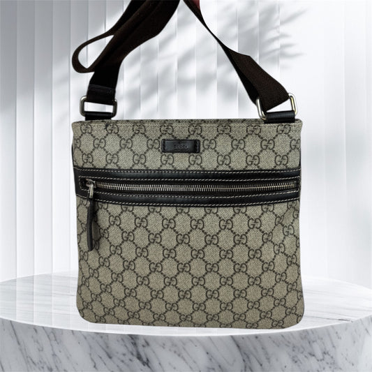 Gucci Flat Messenger GG Coated Canvas Medium