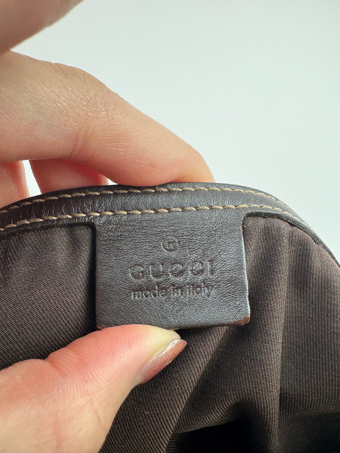 Gucci Flat Zip Top Messenger Coated Canvas Brown