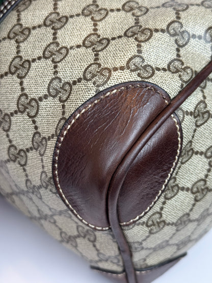 GUCCI Vintage Web Travel GG Coated Canvas Brown