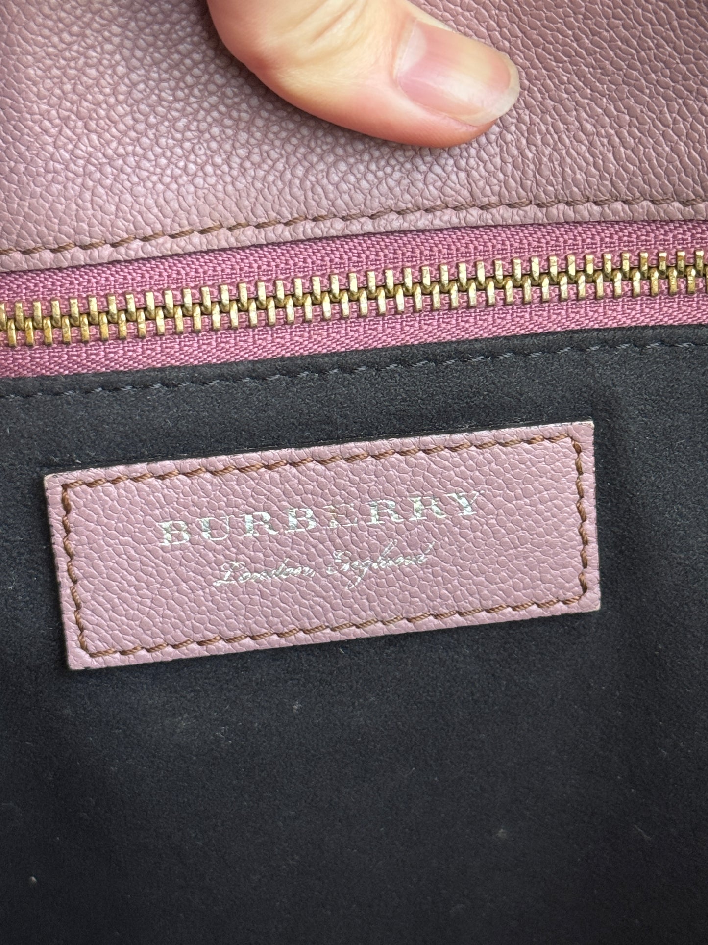 BURBERRY Pink Leather & Python Medium Buckle Tote Bag